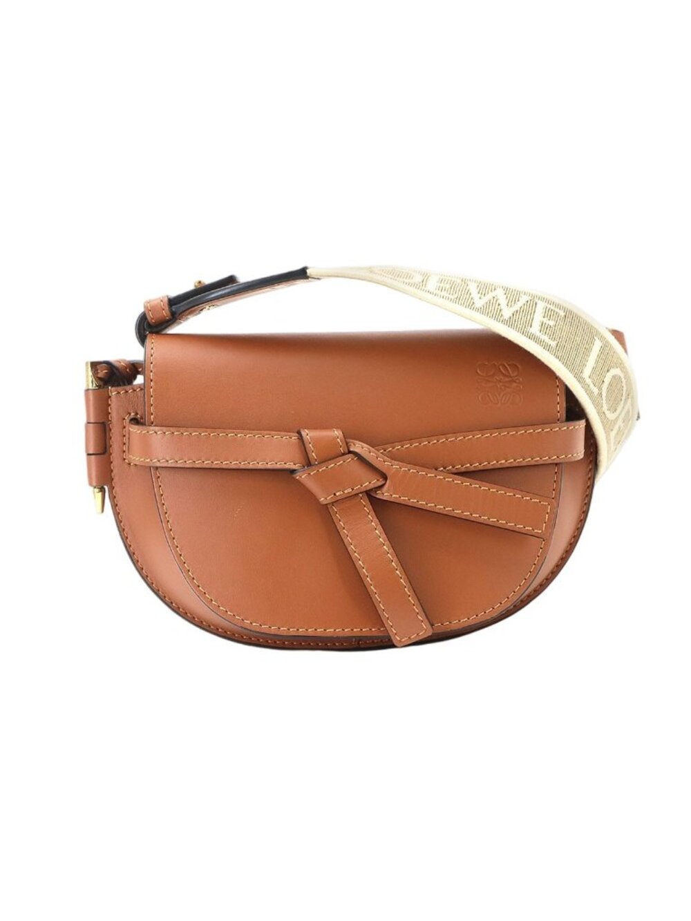Loewe Gate Dual Mini Shoulder Bag Leather Brown Gold